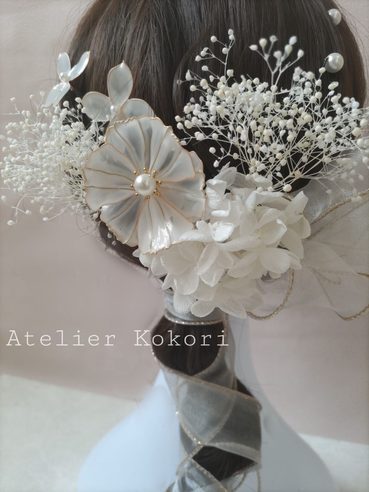 Jasmine♡ ✽A-71✽アメリカンフラワー✽髪飾り アメリカンフラワー髪飾り ゴールドセット11点セット - メルカリ