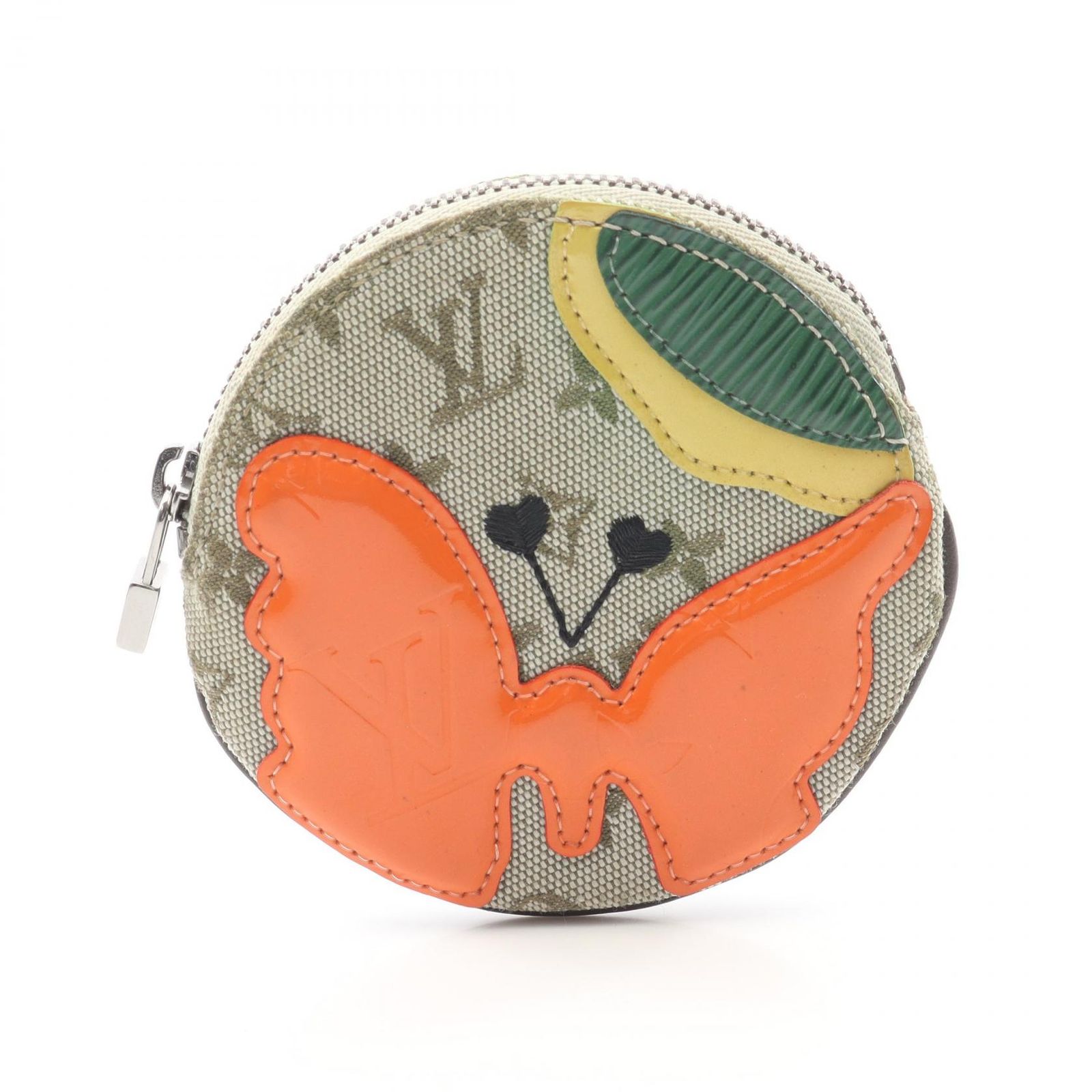 ルイ ヴィトン LOUIS VUITTON コインケース コントドゥフェ ポルトモネ ロン M92271 グリーン|オレンジ キャンバス レザー コントドゥフェ ポルトモネ ロン レディース Used B