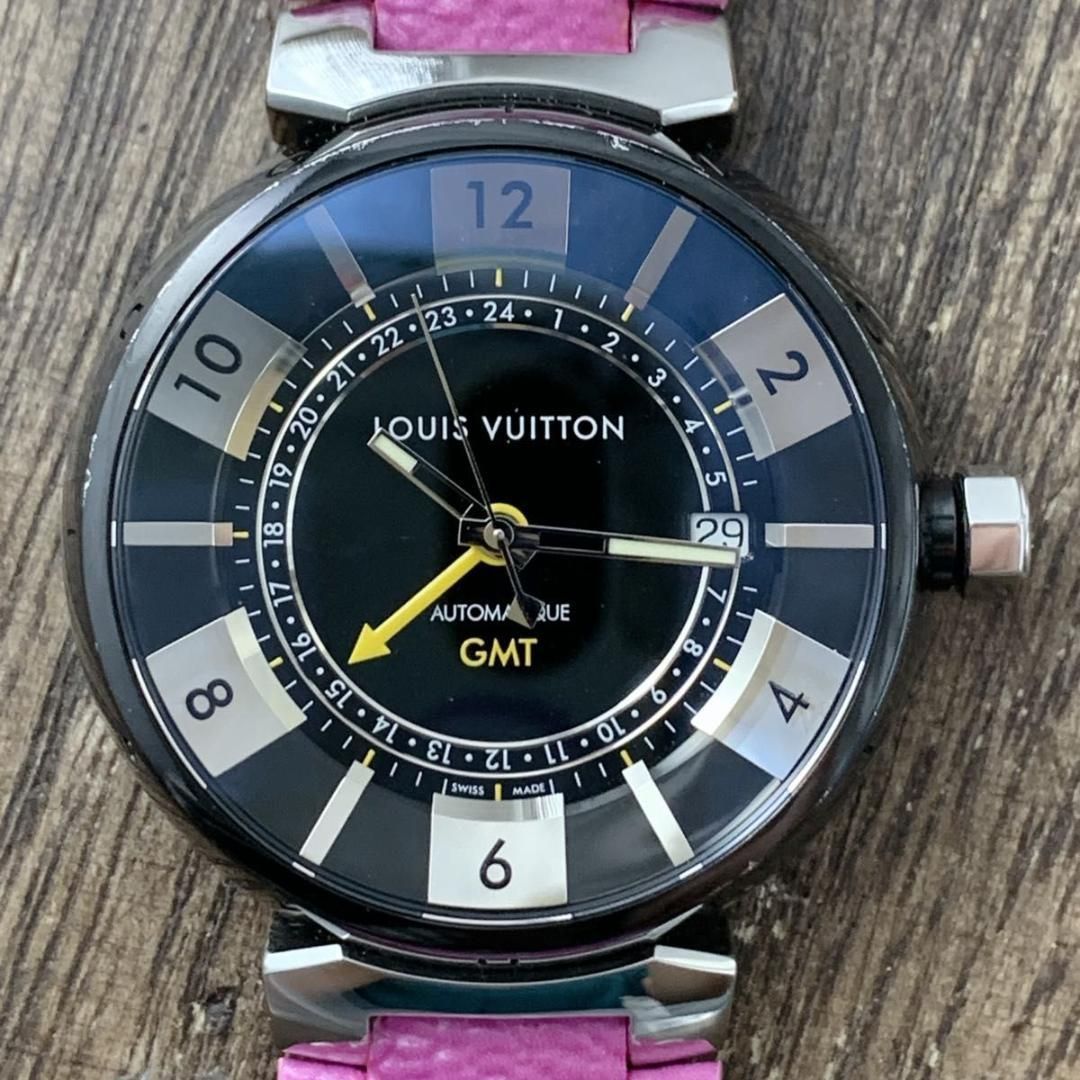 ※og【超美品】ルイ・ヴィトン　タンブールインブラック GMT 自動巻き og【超美品】ルイ・ヴィトン タンブールインブラック GMT 自動巻き