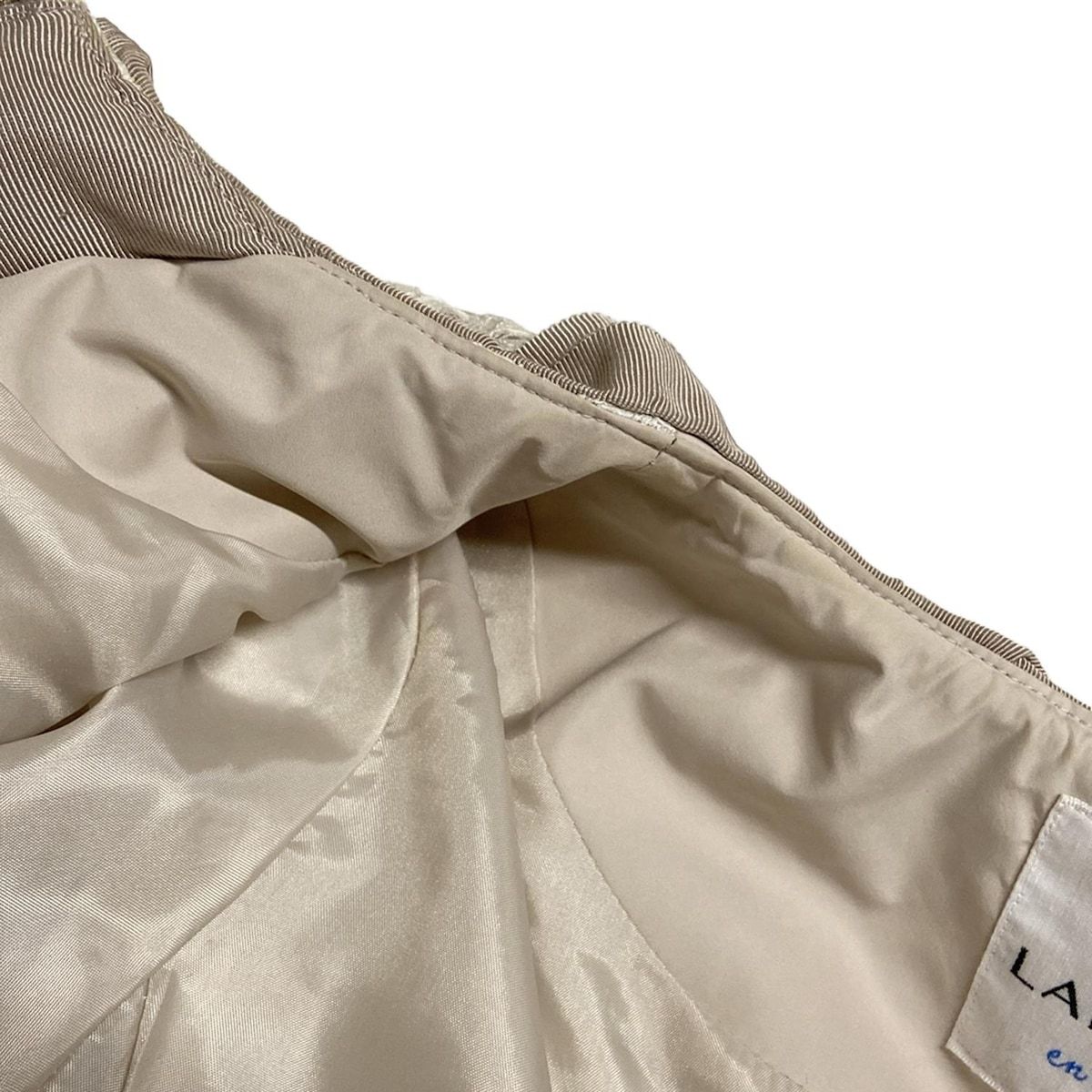 LANVIN en Bleu ランバンオンブルー コート サイズ38 M レディース - ベージュ×アイボリー 長袖 レース キルティング 中綿 冬 WWW_SIROKUMA-CORPORATION_COM