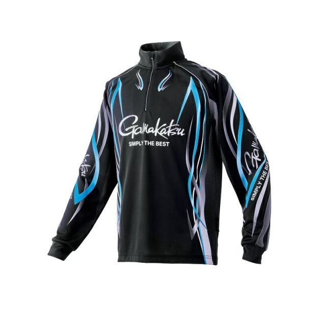 がまかつ GM3734 2WAYプリントジップシャツ (長袖) ブラック/ブルー M