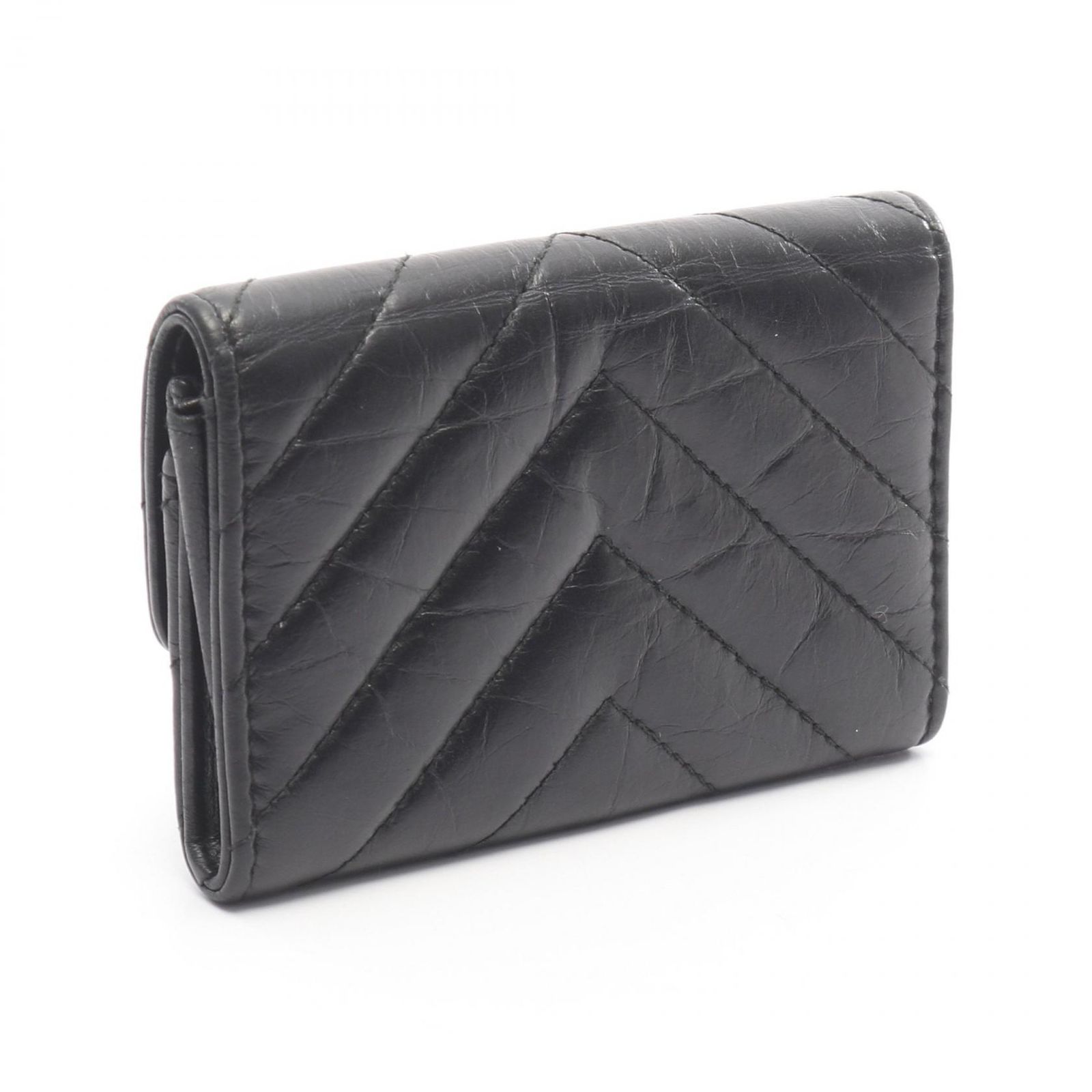 シャネル CHANEL カードケース 2.55 Vステッチ A80831 ブラック レザー 2.55フラップ Vステッチ カードケース レディース Used B