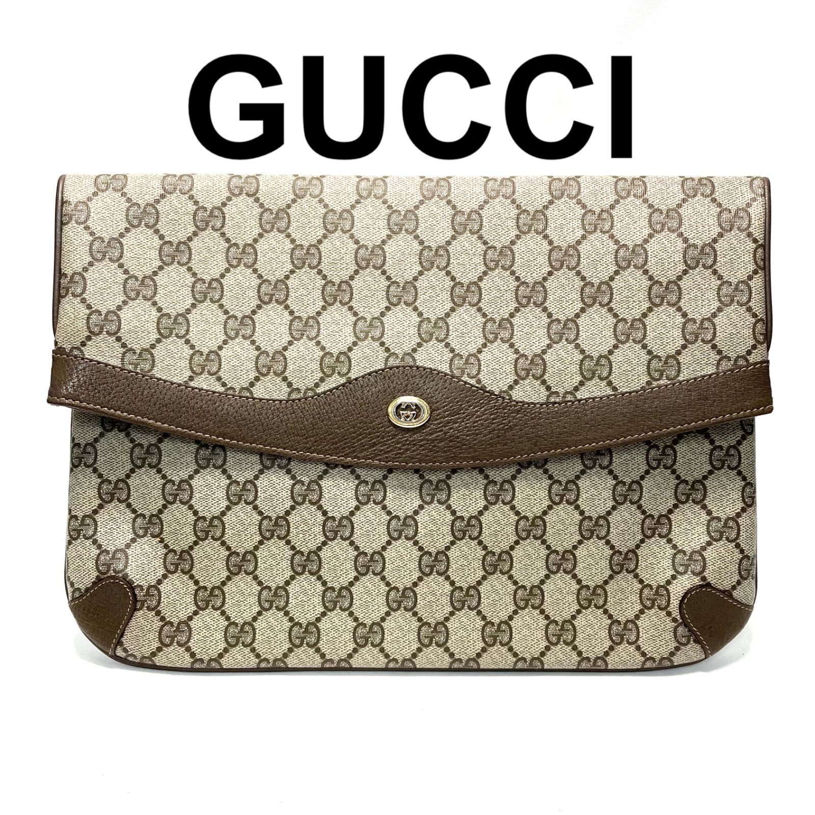 GUCCI グッチ GGスプリーム クラッチバッグ セカンドバッグ ブラウン