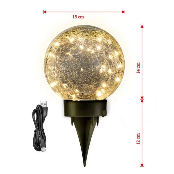 LED ソーラークラックル ガラスボールライト 3個セット ソーラー