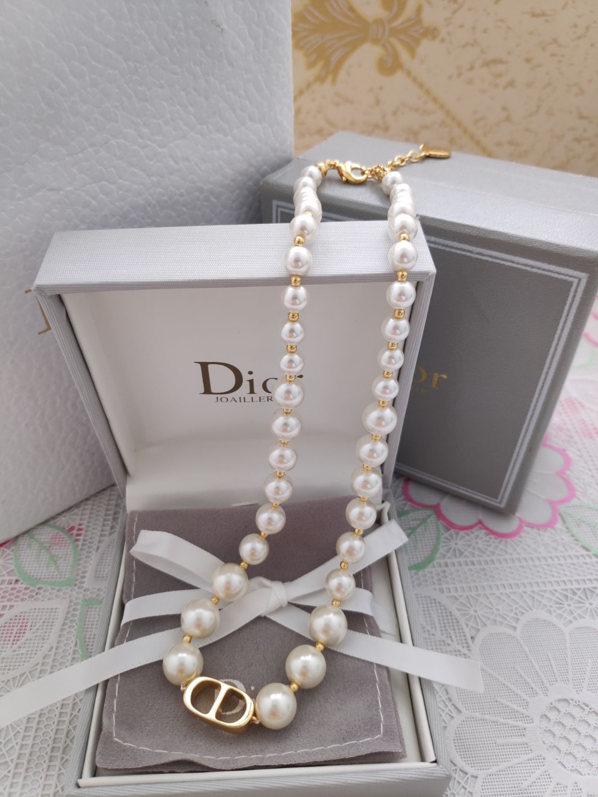 極美品！クリスチャンディオール/Dior パールネックレス大人気CDロゴ シグネチャーレディース☆  新品未使用