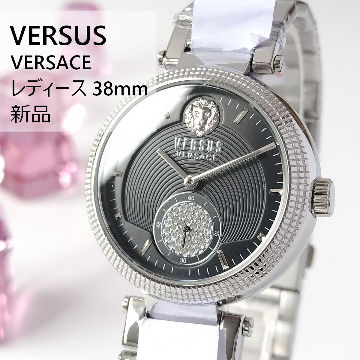ブラック/シルバー新品レディース腕時計VERSUS VERSACEシンプル3針