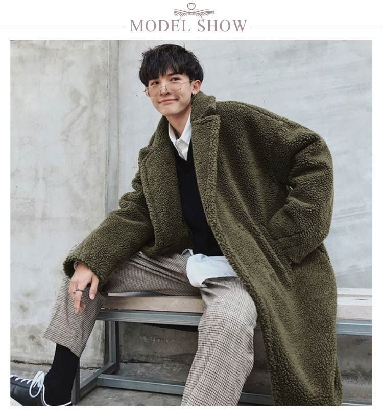 【美品】JEANASISもこもこ ボアコート チェスターコート ロング丈 ボアコート ロング メンズ チェスターコート トレンチコート