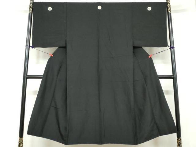 平和屋着物●男性 黒紋付 羽織セット 羽裏 虎 正絹 DAAW5662ud