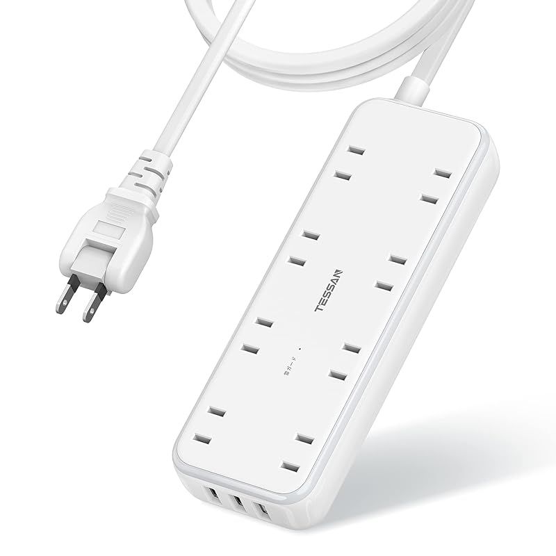 電源タップ usb付き 延長コード 3m 8個AC口 3USBポート テーブルタップ TESSAN タコ足配線 oaタップ 蛸足コンセント 雷ガード 一括スイッチ付き電源コード 0