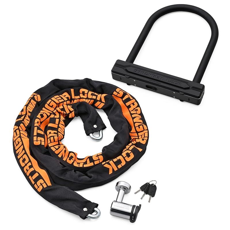 デイトナ(Daytona) バイク用 チェーンロック + U字ロック 鍵1本で2つのロック管理 φ8チェーン2.0m ストロンガーロックセット 48486