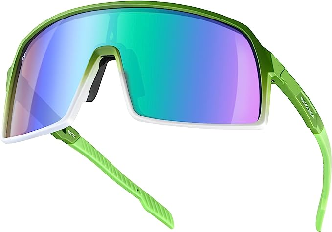 White x Green [MARSQUEST] 偏光サングラス スポーツサングラス UV400 TACレンズ 紫外線カット バイク用サングラス  TR90 超軽量32g 運転用 クリアな視界 自転車/ドライブ/釣り/ランニング/ハイキング/ゴ ::57752 