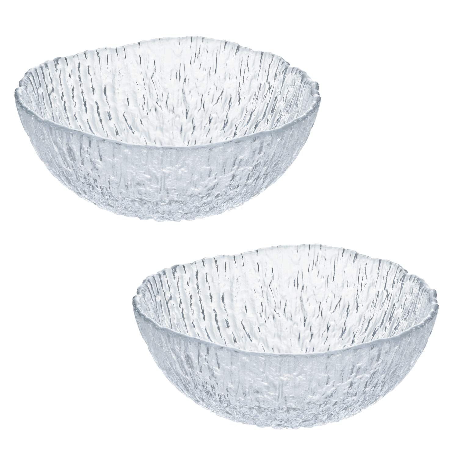新品 アデリア(ADERIA) 庄内クラフト ガラス食器 中鉢 クリア 直径17×高さ6.5cm みぞれ中鉢 2枚入 日本製 クリスタルガラス製 F-70401