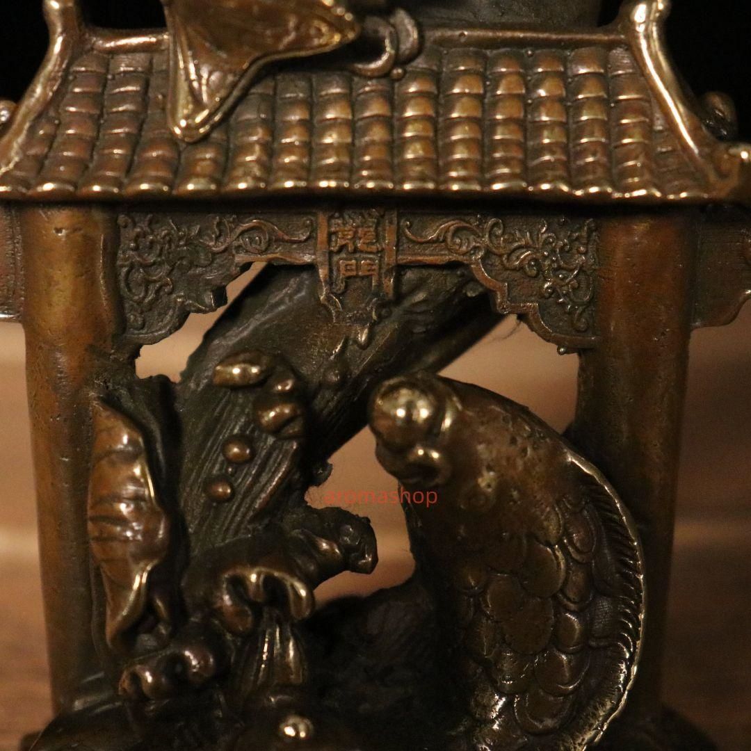 銅器 鯉躍龍門 客間 茶台 机 事務室 風水開運 装飾品 置物