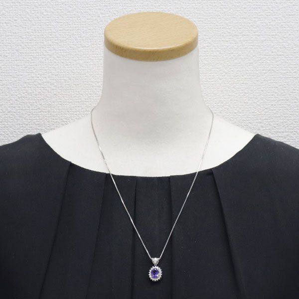 Pt900/ Pt850 タンザナイト ダイヤモンド ペンダントネックレス 2.02ct  