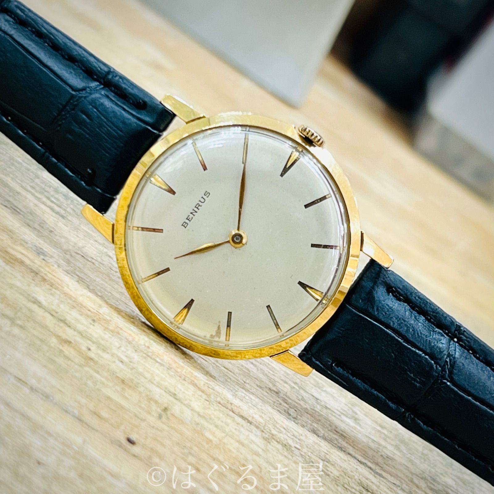1950年代製造 ベンラス 2針 手巻きメンズウォッチ ゴールドケース OH済み 