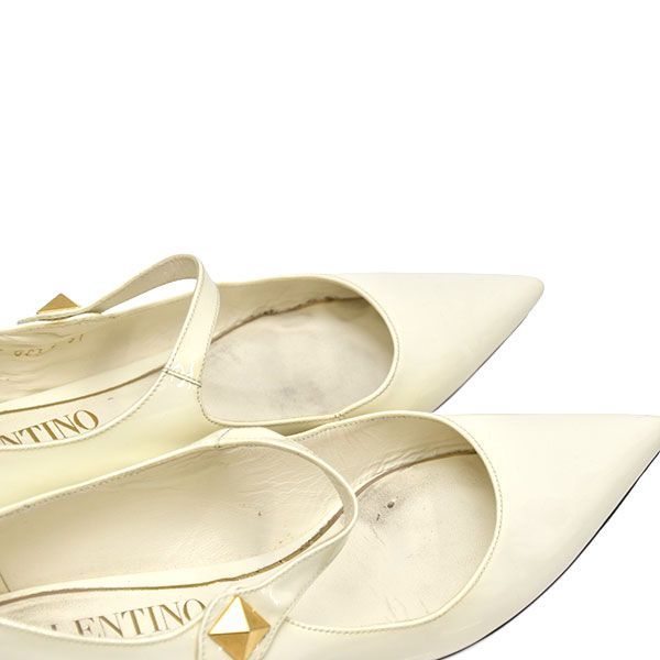 ヴァレンティノ VALENTINO スタッズ エナメルフラットシューズ 37 ヴァレンティノガラヴァーニ ロックスタッズ エナメル フラット