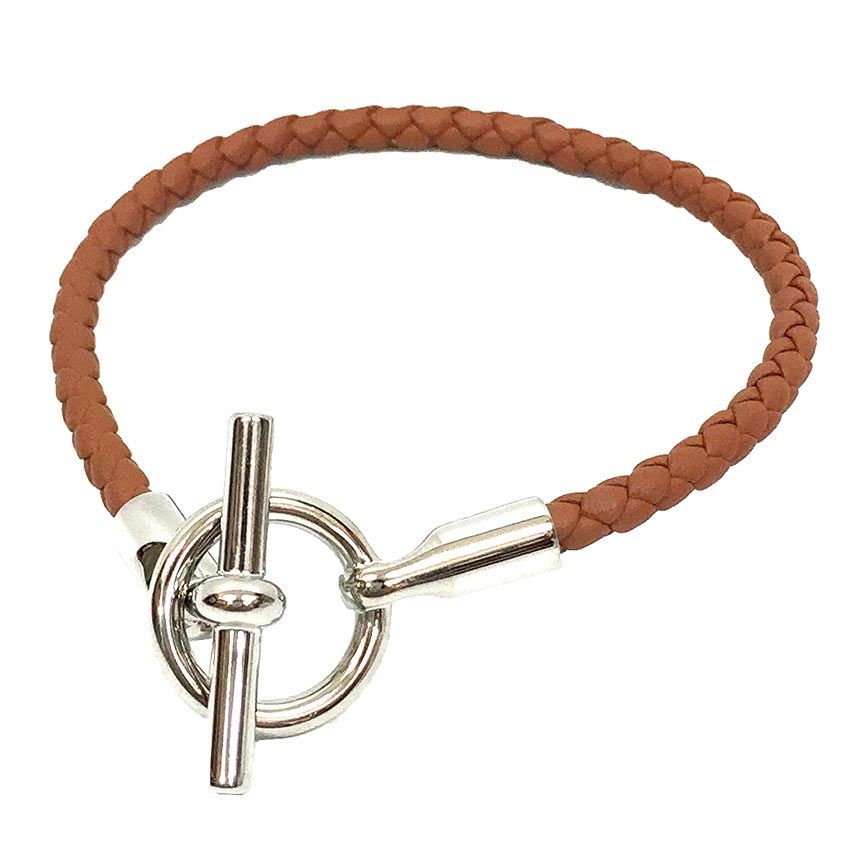 セール HERMES エルメス レザー ブレスレット グレナン T2 ゴールド 