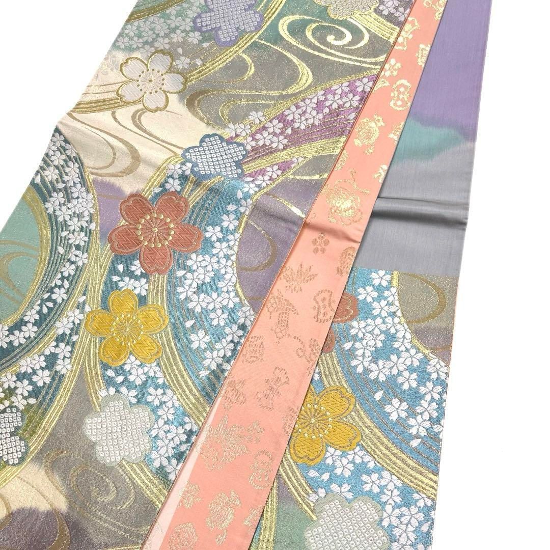 振袖帯 袋帯 桜 流水 観世水 鹿の子 煌びやか 着物 021a d - メルカリ