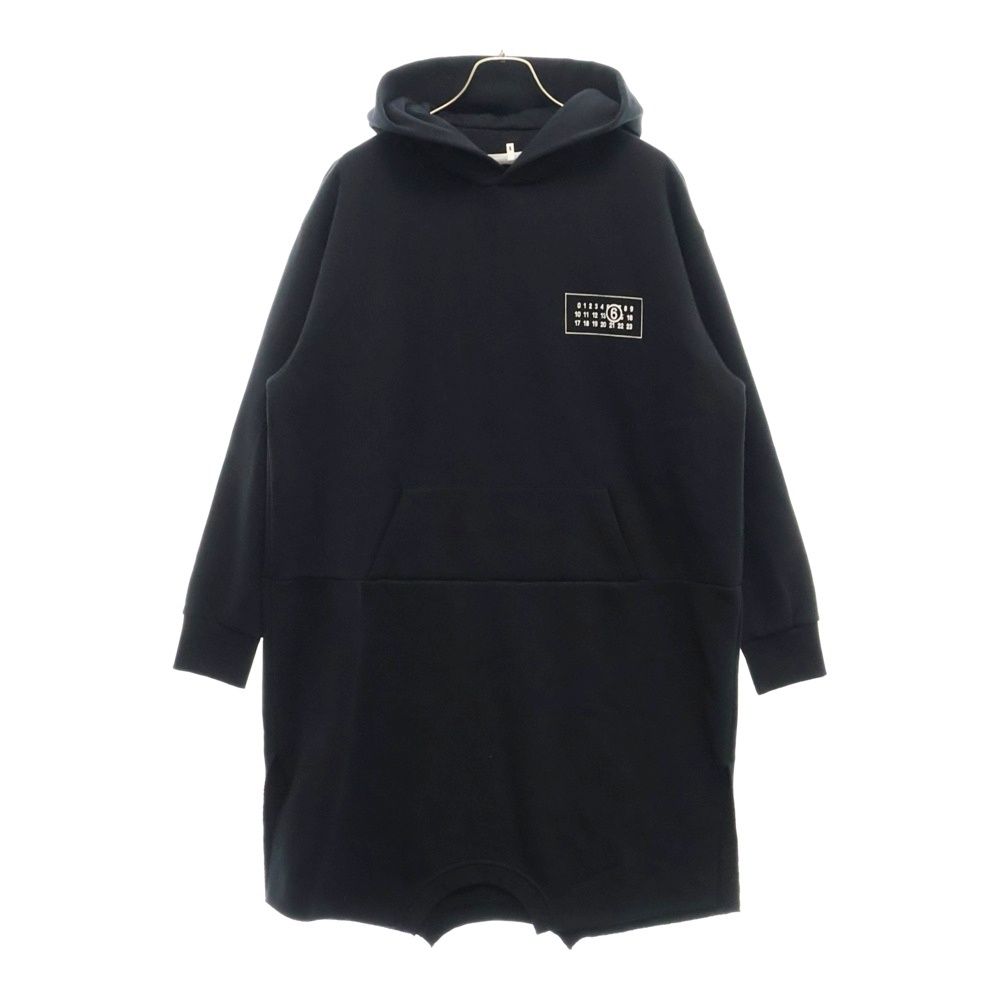 MM6 Maison Margiela エムエムシックスメゾンマルジェラ 24AW Mini Dress スウェットドッキング プルオーバーロングパーカー ミニドレス ブラック S52DD0040 レディース