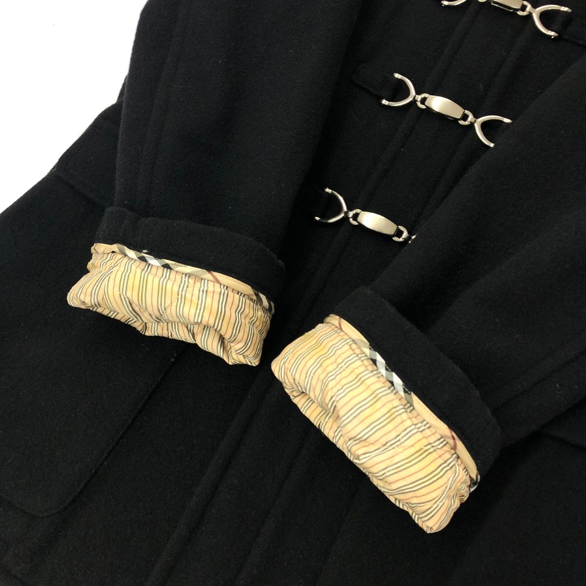 極限値下　BURBERRY　BLACK　LABEL エコレザー　ダッフルコート 良好 BURBERRY BLACK LABEL バーバリーブラックレーベル