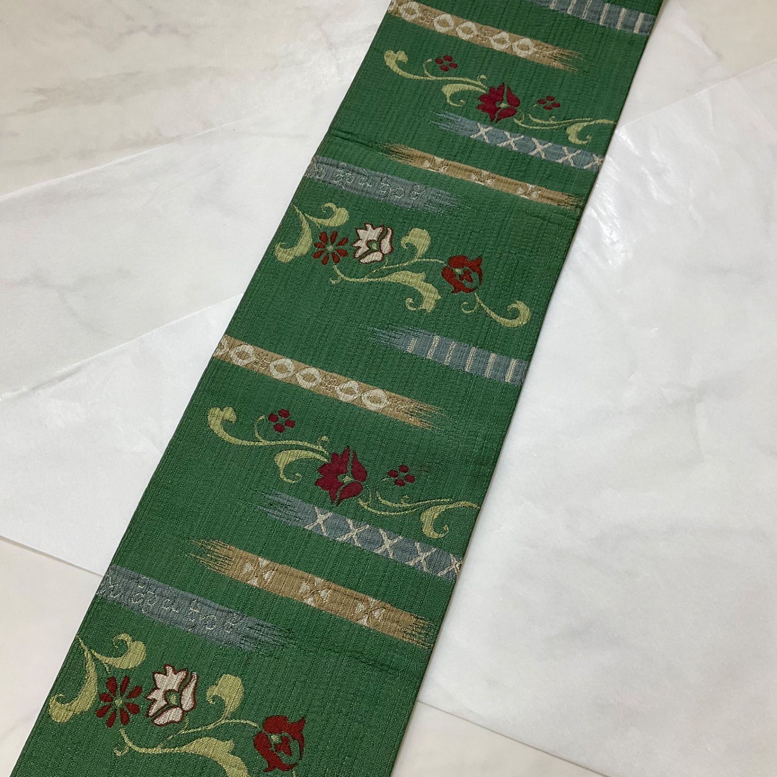 kimono+one○美品○最高級西陣織○素敵な半幅帯○正絹○長尺