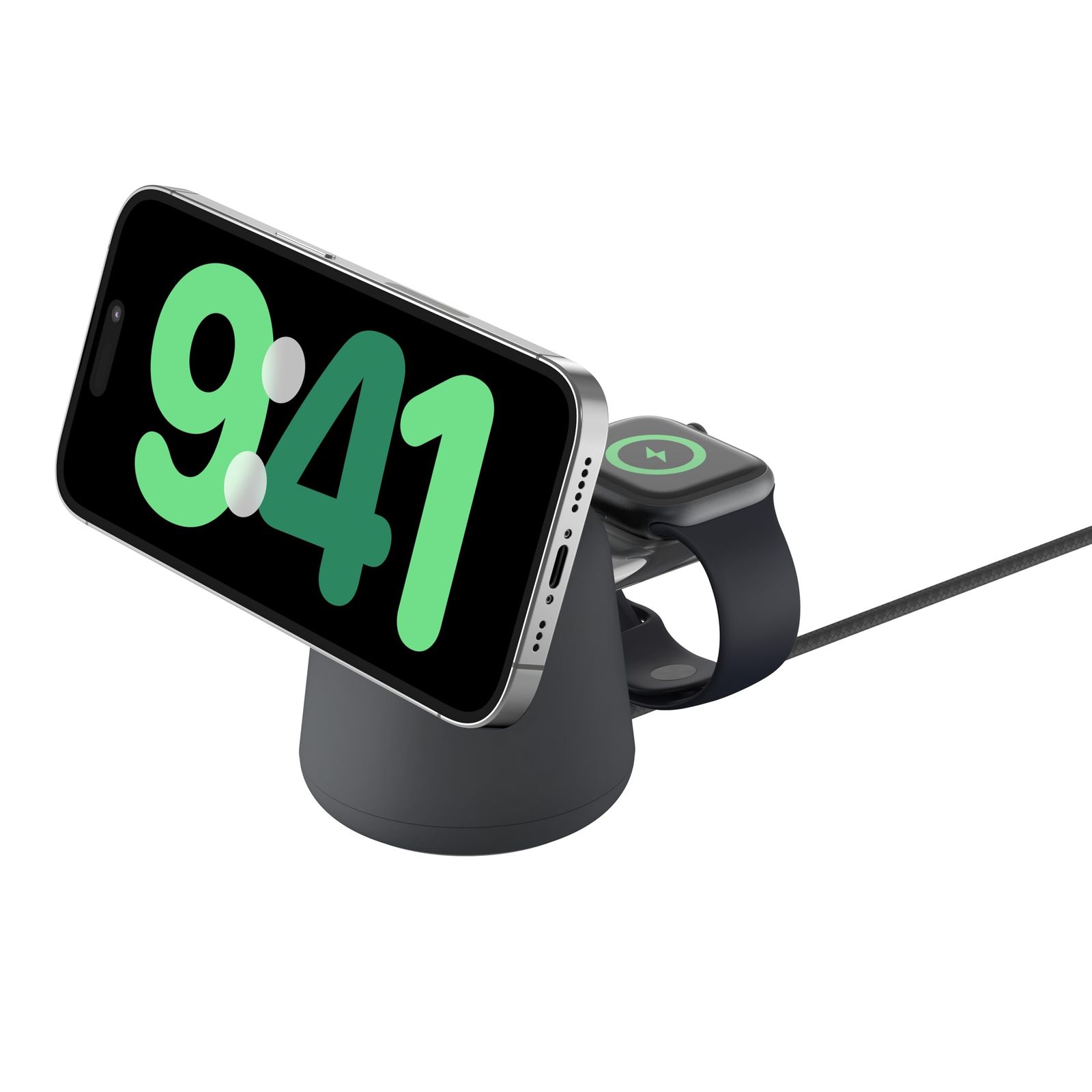 Belkin 2 in 1 MagSafe充電器 【Apple取扱製品】最大15W高速充電 ワイヤレス充電器 MagSafe公式認証 iPhone 16/15/14/13/12 Appl [ブラック] [2-in-1ドック・Apple Watch急速充電対応]