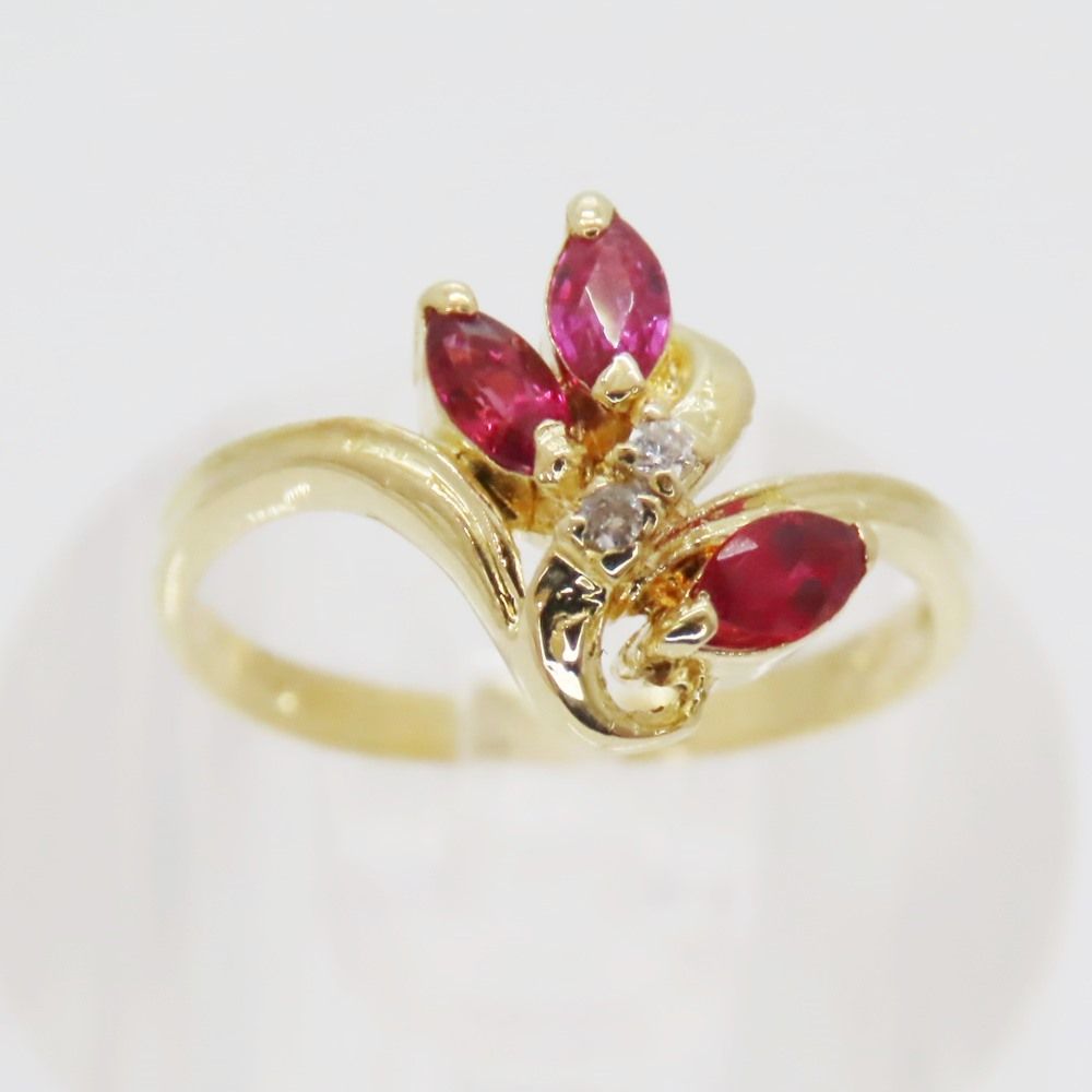 K18 リング ルビー 0.43ct ダイヤ 0.02ct 7号 2.18g ノーブランドジュエリー A2301418 無料ギフトラッピング承ります