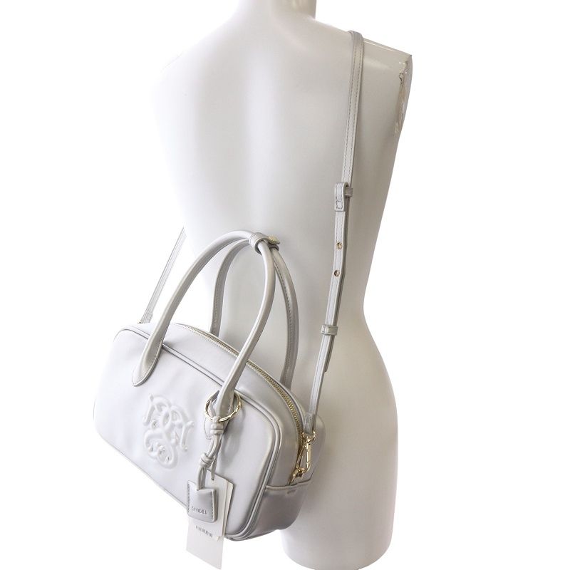  スナイデル SNIDEL 24 AW エンボスロゴボストンバッグ ハンドバッグ ショルダーバッグ 2 way フェイクレザー シルバー色 その他 トップス