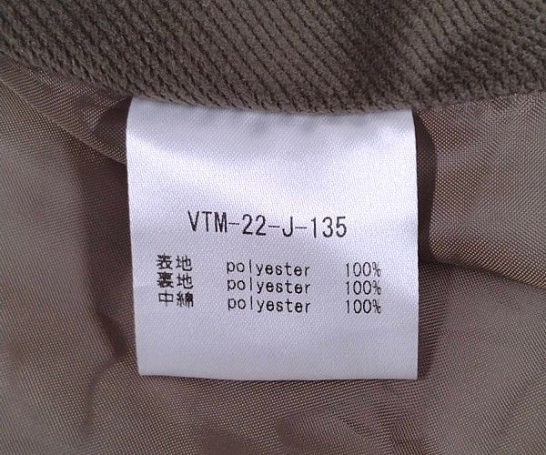 VICTIM 22AW 品番 VTM-22-C-135 VELOR DOWN JACKET ベロア 中綿 ジャケット ダウンジャケット サイズL  正規品 / 29587