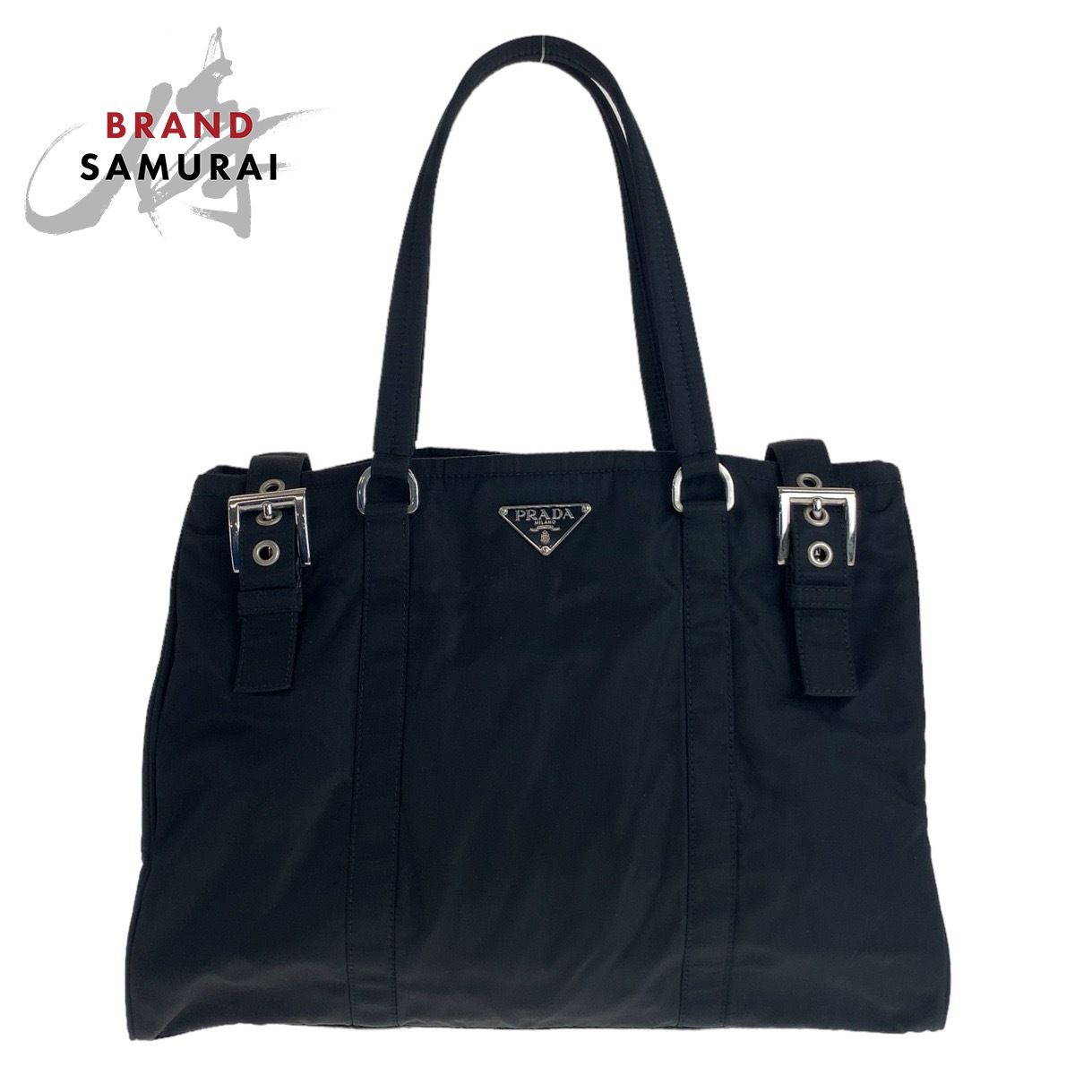 美品】PRADA プラダ トート バッグ ブラック 黒 三角ロゴ 美品 美品】PRADA プラダ トート バッグ ブラック 黒 三角ロゴ 美品
