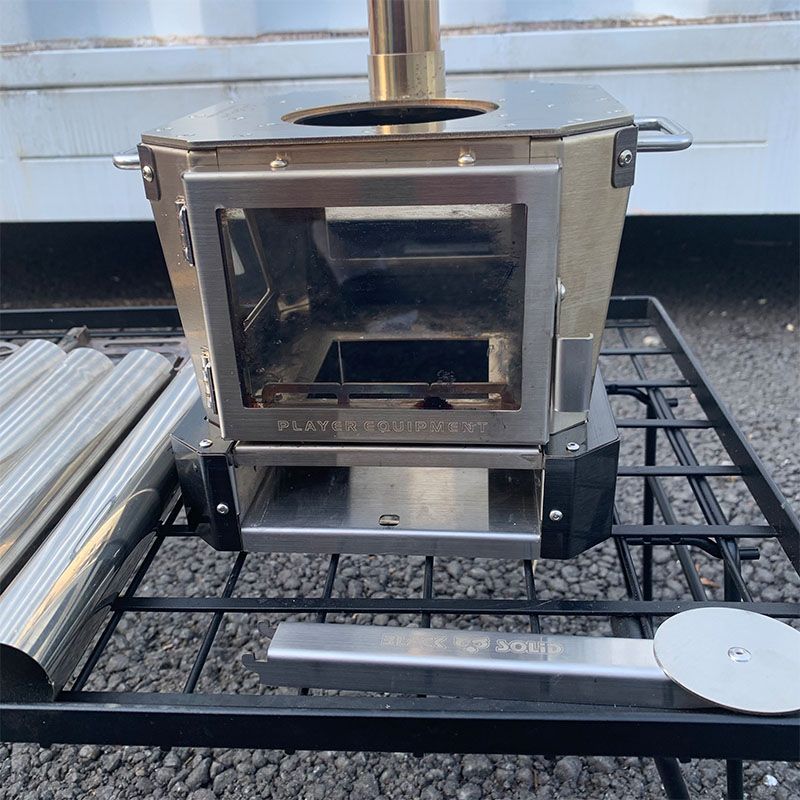 １回使用 BLACKSOLID 卓上3WAYミニストーブ 追加煙突10本付き アルコールストーブ五徳 炭コンロ 薪ストーブ キャンプ用品