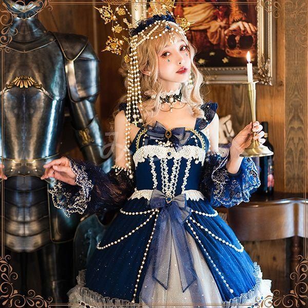 ロリータ ワンピース コスチューム メイド服 ゴスロリ ロリータワンピース 華やか メイド 豪華セット レディース 姫袖 姫ロリ 甘ロリ ゴシ