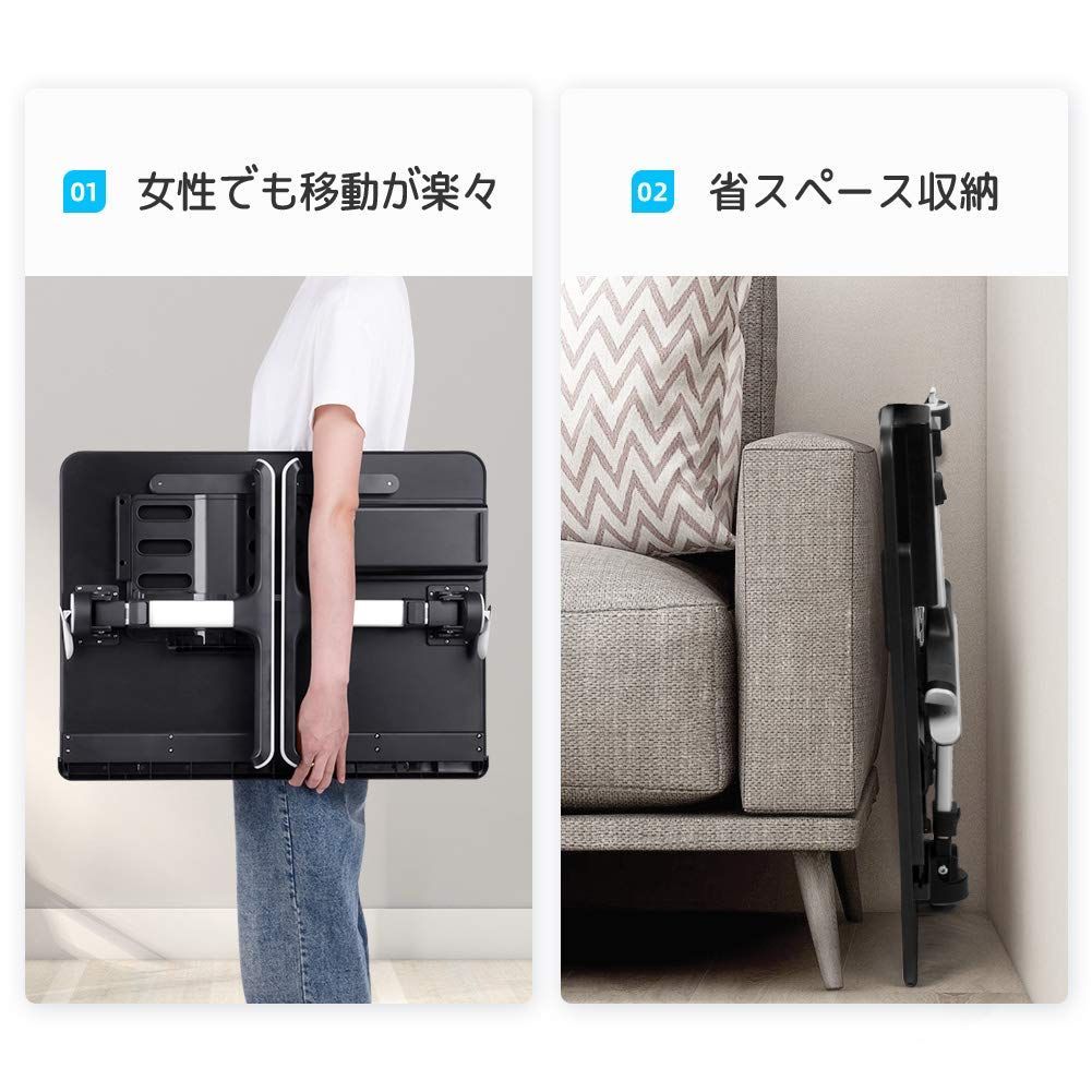 ブックスタンド付き 引き出し 表面PVC加工 高さ調整 40kg荷重 角度 大容量天板 軽量 ちゃぶ台 勉強 ノートPCパソコン 食事 ベッドテーブル ローテーブル 一人暮らし ミニテーブル 安定性強化版 机 K7 折りたたみ ブラック60*45cm SA CHRISTIANNAURATH_COM_BR