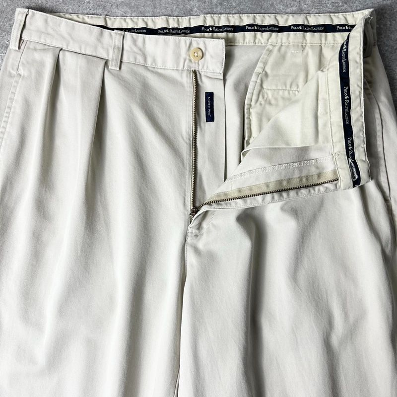 90s POLO RALPH LAUREN 2タック コットン チノ パンツ 36 30 / 90年代