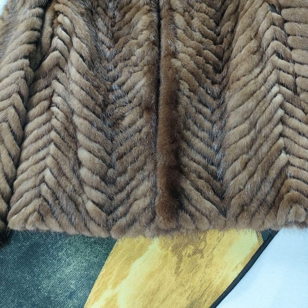 【美品】毛並艶やか　デミバフミンク　コート　毛皮　リアルファー デミバフミンク ファーコート クロップド リアルファー 本毛皮