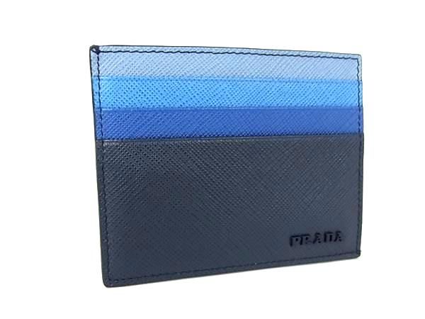 PRADA プラダ サフィアーノレザー カードケース パスケース 定期入れ カード入れ レディース メンズ ネイビー系 FK8050