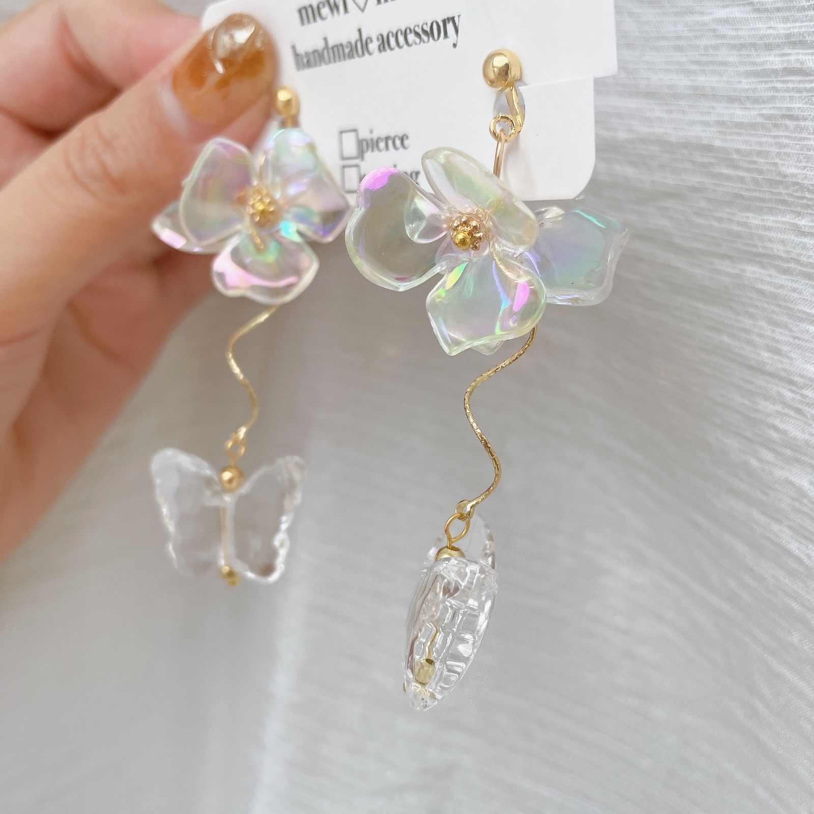 003】ハンドメイドピアス ハンドメイドイヤリング 大ぶりピアス 大ぶり 