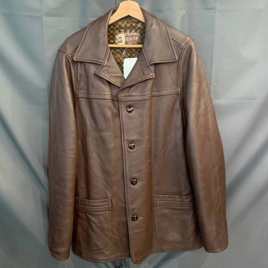 Vintage W.B. PLACE - CO レザー カーコート ジャケット コート ランチ ブラウン BROWN 茶 No.I370