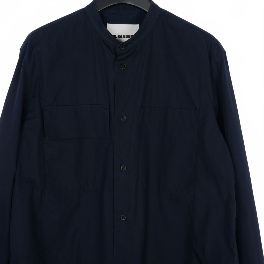 JIL SANDER （ジルサンダー）エポレット付バンドカラーロングシャツ ジルサンダー JIL SANDER バンドカラーシャツ 長袖シャツ 40