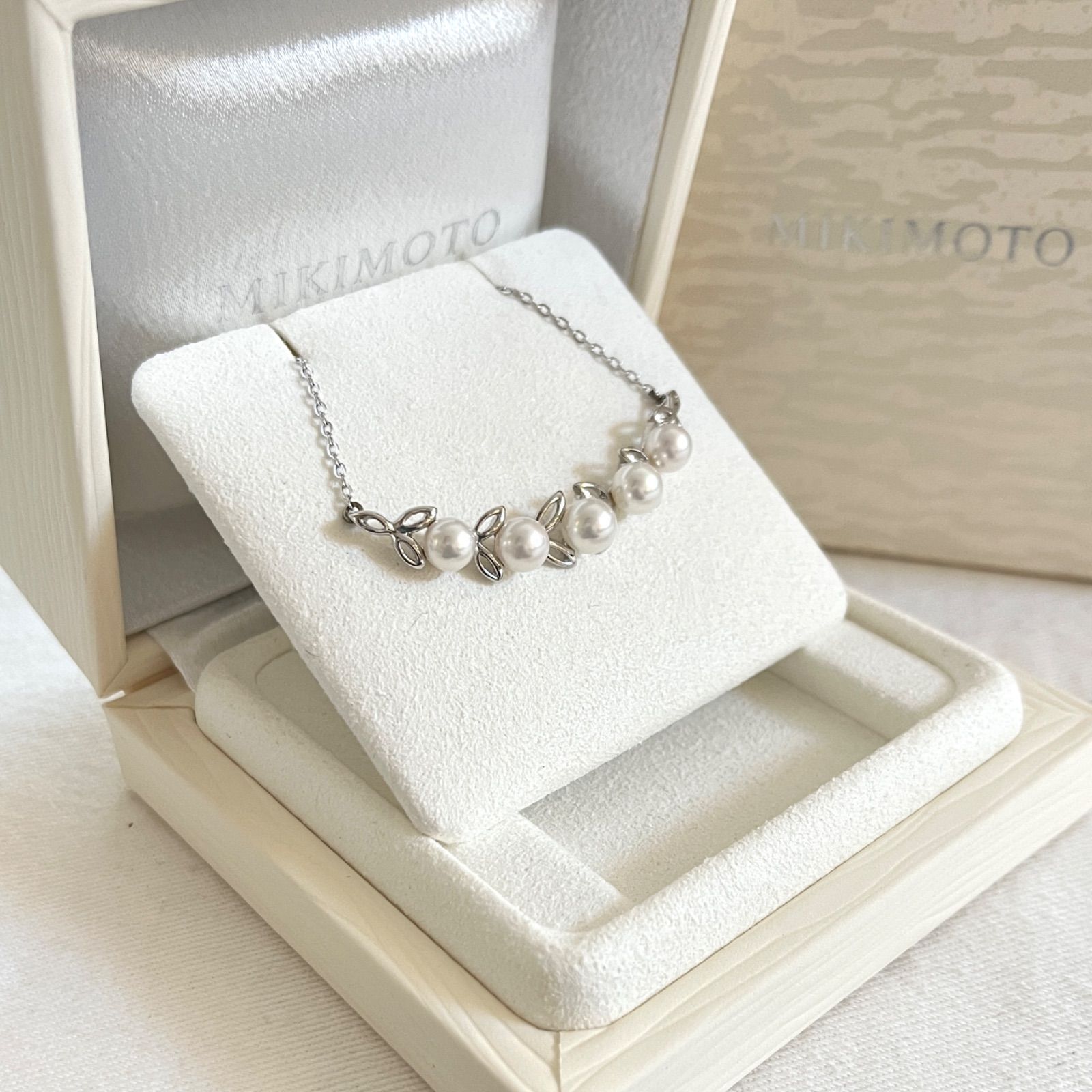 MIKIMOTO ミキモト 5珠パールネックレス シルバー ペンダント