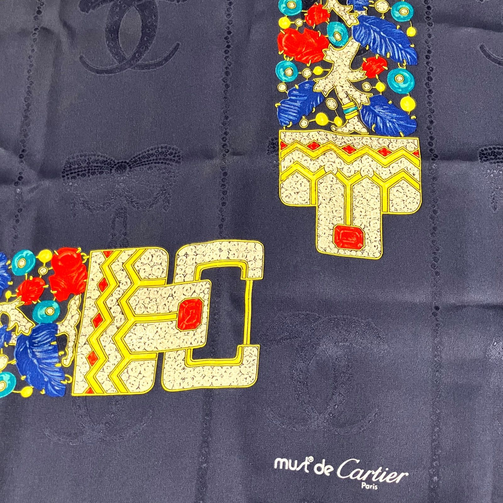 ‼️カルティエ‼️ Cartier スカーフ 宝石柄　大判　シルク100% Cartier - 【美品】カルティエ スカーフ ジュエリー柄 タグ付き