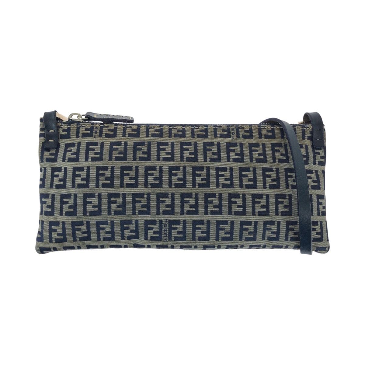 FENDI フェンディ ズッキーノ グレー ネイビー シルバー金具 