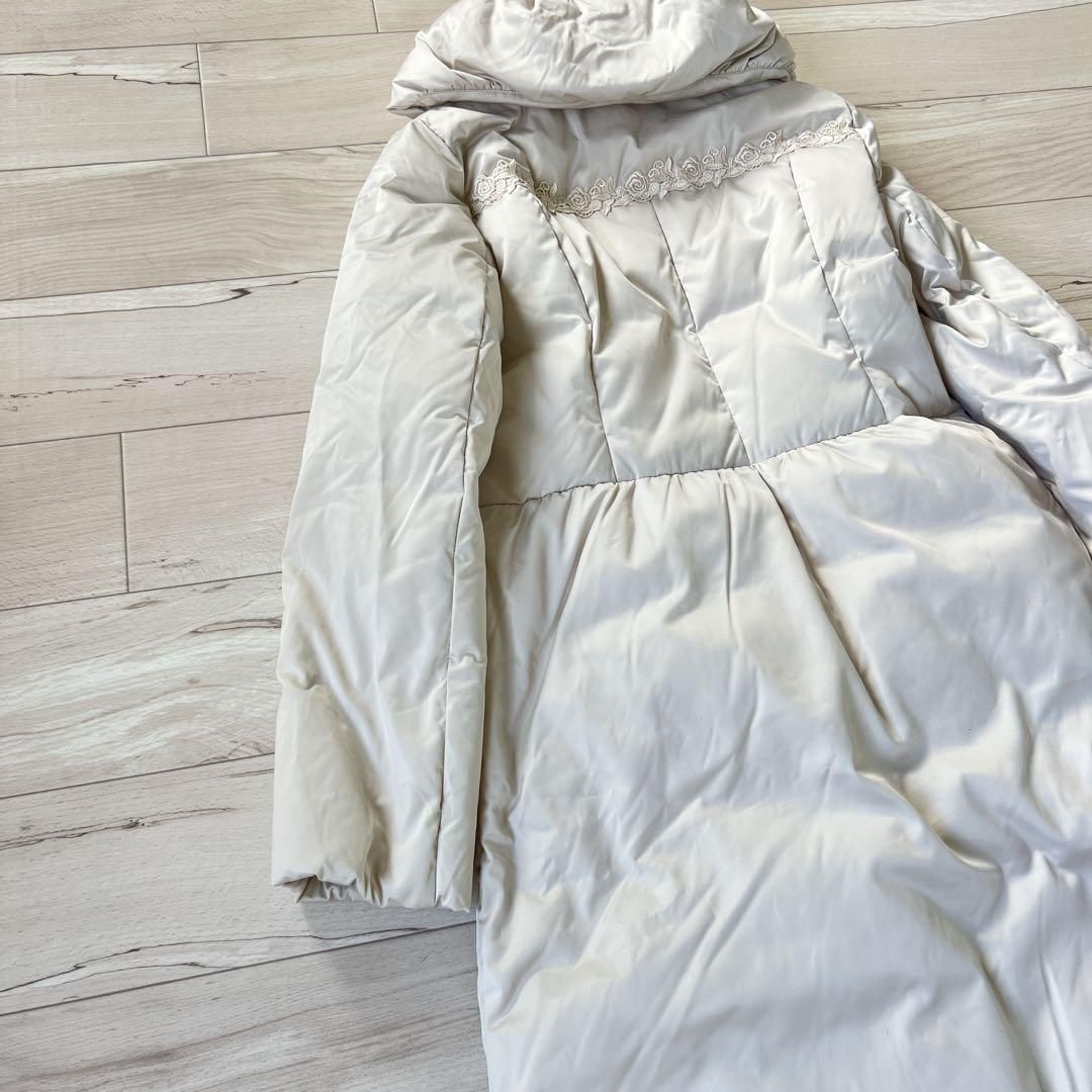 美品✨Super Beauty スーパービューティー ビジュー ダウンコート 美品】近年タグ スーパービューティー ダウンコート 花リボン