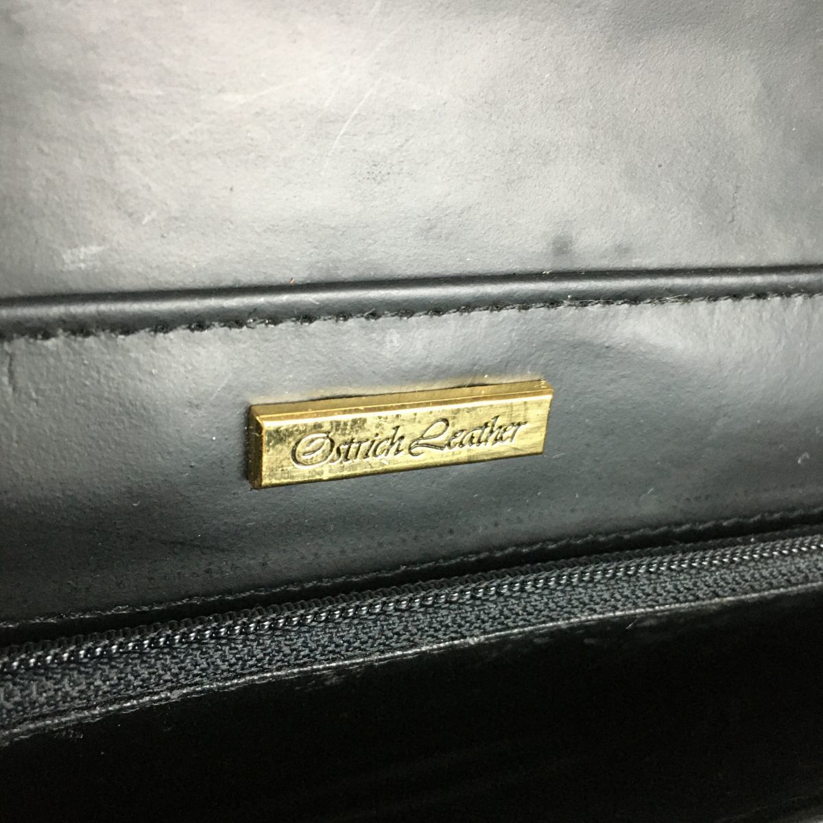 JRA 証書付き オーストリッチレザー/本革 ハンドバッグ〈黒/BLACK  