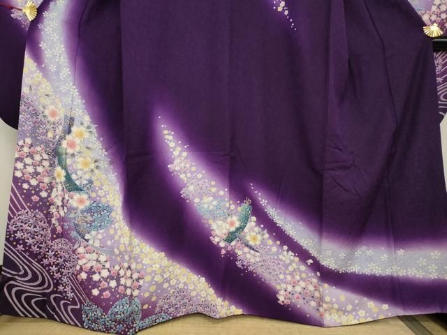 平和屋着物○豪華振袖 流水短冊花文 暈し染 金彩 金通し地 正絹 逸品