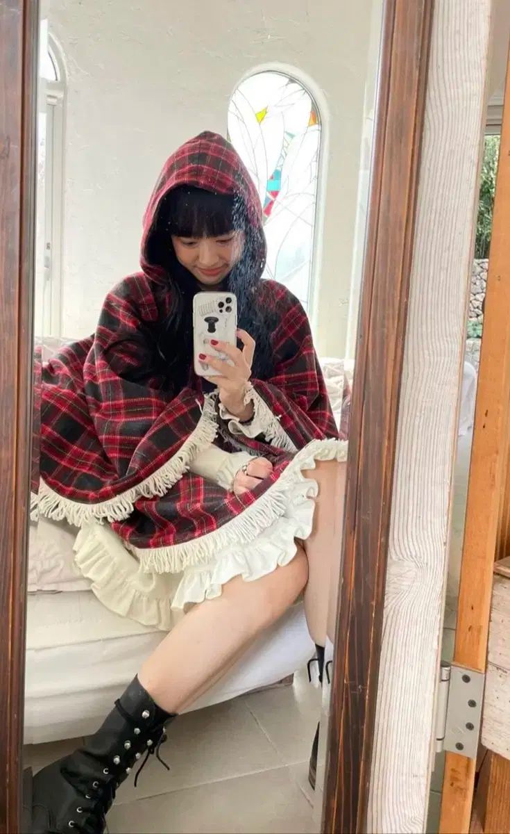 Fletta ケープ レッド＆グレー