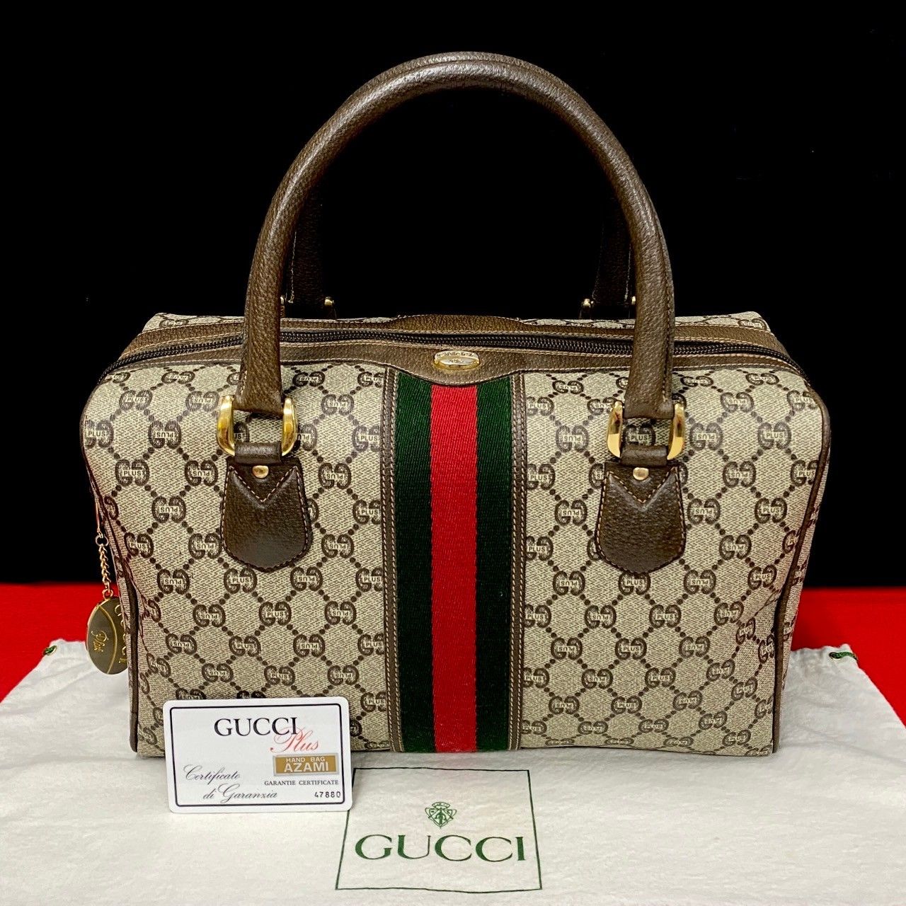 極美品 GUCCI グッチ オールドグッチ ヴィンテージ シェリーライン グッチプラス レザー ハンドバッグ ミニ ボストンバッグ ブラウン  07010 - メルカリ