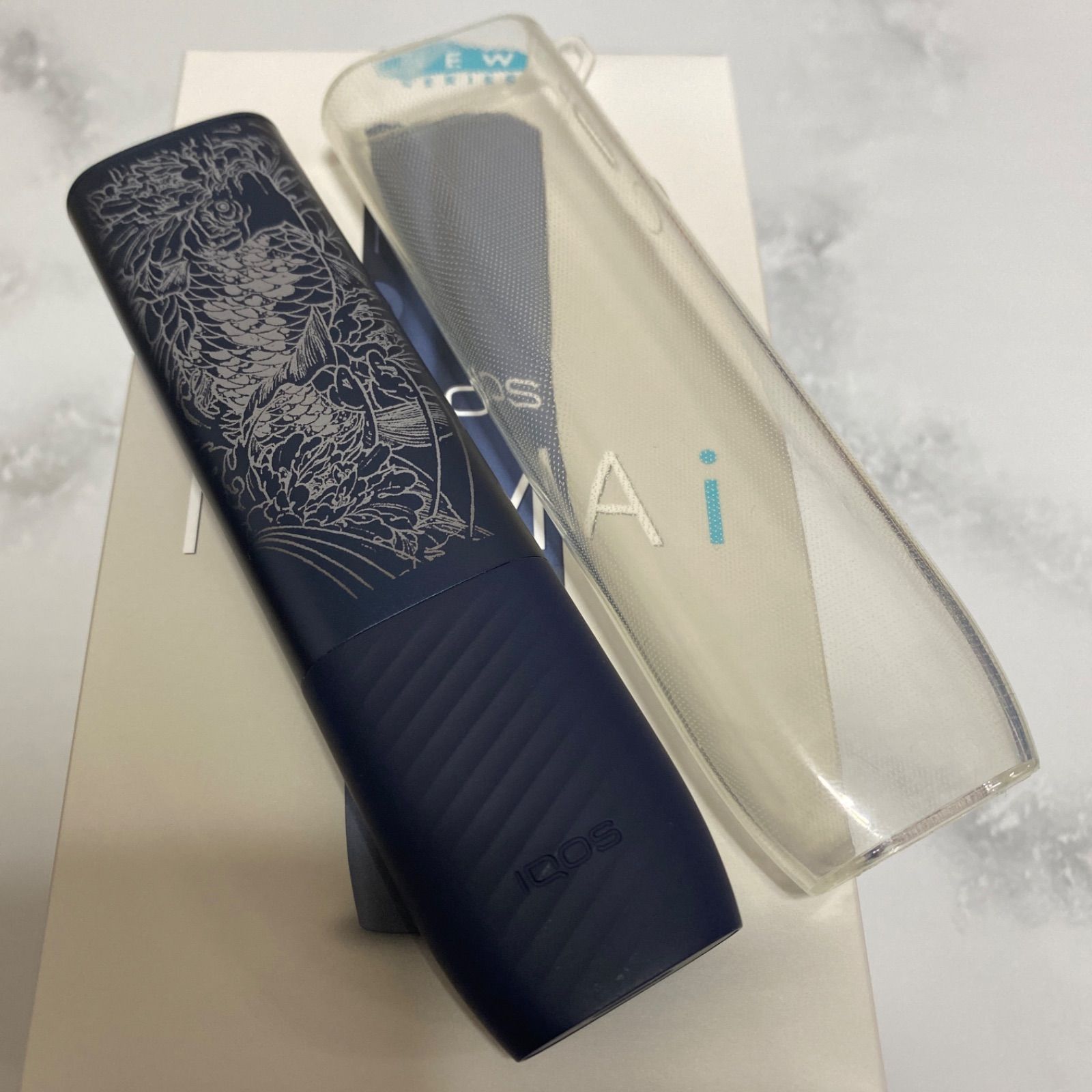 鯉 滝登り 菊 デザイン レーザー加工 iQOS ILUMA i ONE アイコス 