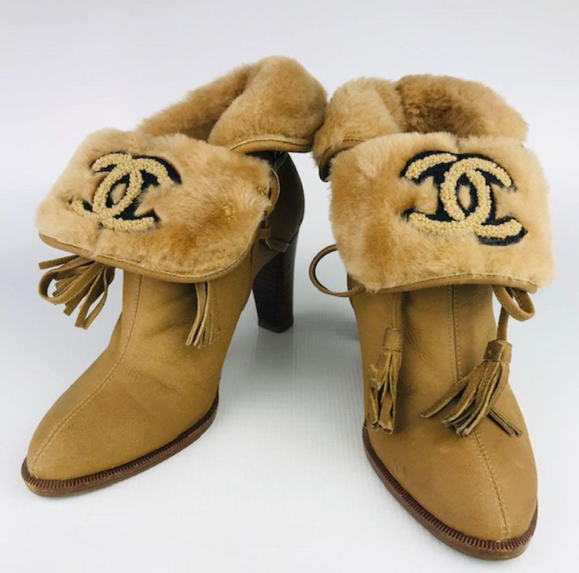 CHANEL☆シャネル・レディース レザー ムートンココマーク フリンジ