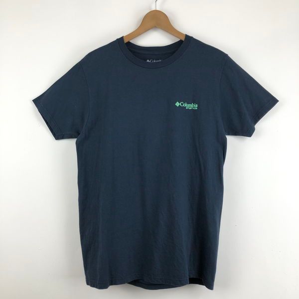 【古着】 Columbia コロンビア Tシャツ PFG バックプリント ブラックバス フィッシング ネイビー系 メンズM 【中古】 n056210